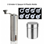 [i Cafilas][GR] K&auml;sitsi kohviveski Mini kaasaskantav kooniline k&auml;sitsi valmistatud &scaron;okolaadi&scaron;eiker kakaojahu kohvis&otilde;el 8 tk kohvi&scaron;abloonide mall 1 Set h&otilde;be