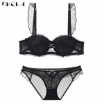 DKGEA naiste Push Up rinnahoidja komplekt pitsist tikandid rinnahoidja ABC Cup 70A must