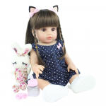 BZDOLL 48 cm pehme kogu keha silikoonist Baby Reborn 19-tolline pehme vin&uuml;&uuml;l vasts&uuml;ndinud Bebe Girl Alive Kleit M&auml;nguasjad Armas s&uuml;nnip&auml;evakingitus 48cm, Full Body Silicone