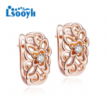 LSOOYH Clip K&otilde;rvar&otilde;ngad Roosa Kuld V&auml;rvi Mood Roosi Lilledega K&otilde;rvar&otilde;ngad Naistele Cubic Zirconia Hoop K&otilde;rvar&otilde;ngad Ehted A