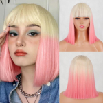 MISS WIG L&uuml;hikesed Bob s&uuml;nteetilised parukad tukkidega naistele Parukad Blondid mustad sinised kiud naturaalsed juuksed Lolita Cosplay peol igap&auml;evaseks kasutamiseks 12inches