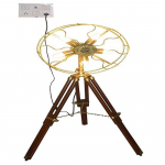 Messingist, puidust ventilaatorivalgusti statiivialusega (Antiikpruun, juhtmega-elekter)