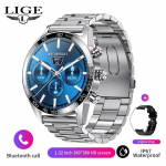 LIGE Business Smart Calling Watch Musis Player Sport pulss Verer&otilde;hk IP67 Veekindel AMOLED Full Touch Men nutikell steel h&otilde;be