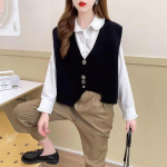 Kardigan vest v&auml;ikese l&otilde;hnaga kattuv kampsun kootud vest naiste ebaregulaarne soliidne vabaaja varrukateta v&otilde;rk kampsun naiste topid One Size must