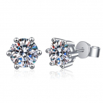 8 mm (Iga 2 ct )Moissanite'i k&otilde;rvar&otilde;ngad kruvikinnitusega Sterling H&otilde;be D Vvs1 Lab Diamond klassikaliste 6 k&uuml;&uuml;nega &uuml;marate k&otilde;rvaklambritega naistele 8mm(each 2ct)