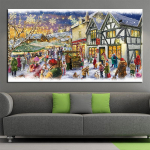 H&auml;id j&otilde;ule, suur 5D isetegemise teemantmaal, t&auml;iskivi tikandid, maastik maja mosaiik n&auml;put&ouml;&ouml; kodukaunistuse kingitus R305 Full Round 20x40CM