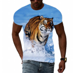 Suvised Meeste Animal Tiger graafilised t-s&auml;rgid Isiksus Mood Laheda Stiilmustriline T-s&auml;rk Trend Hip Hop l&uuml;hikeste varrukatega T-s&auml;rk S