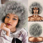 MISSQUEEN hall Afro naiste Puff Kinky lokkis parukas s&uuml;nteetilisest kiust naturaalne kohev hall lokkis Cosplay igap&auml;evane parukas aafriklastele 30CM