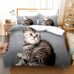 Kasside 3D-teemaline voodipesukomplekt, udusuletekk ja padjap&uuml;&uuml;r, 2/3 t&uuml;kki AU240 * 270 &uuml;lisuur pehme kodukaunistus Baby 100x135cm