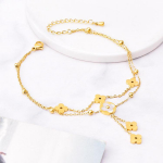 18K kahekihiline ristikukoorest tuti jalar&otilde;ngas titaanist terasest pahkluu kett, parim kingitus t&uuml;drukutele kuld