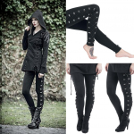 Naiste Mood Gooti Lady Side Retuusid Mustad Skinny Pans P&uuml;ksid XL must