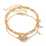 Butterfly Crystal jalav&otilde;rude komplekt, 2 osaline Golden Fashion naiste ehted Kingitus Butterfly jalav&otilde;ru Star jalav&otilde;ru pidu &ouml;&ouml;klubi jalav&otilde;rude komplekt 2 kuld