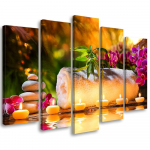 Viieosalise pildiga l&otilde;uendiprindiga Zen Orchid Stones k&uuml;&uuml;nlad 100x70 oranž