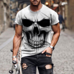 Vintage Horror Skull 3D Print Meeste T-s&auml;rk Suvine Klassikaline vabaaja Kaelus L&uuml;hikeste Varrukatega Moes Lahti Suured Topid Meeste T-s&auml;rk S