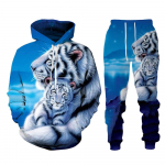 Animal Tiger 3D prinditud meeste dressikomplekt vabaaja kapuuts ja p&uuml;ksid 2tk komplektid kevad-s&uuml;gismood t&auml;navar&otilde;ivad meeste r&otilde;ivaste &uuml;likond 5XL