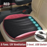 Suvine hingav j&auml;&auml;st siidist istmepadi Ventilatsiooniga istmepadi USB-pistikuga autole Universaalsed autod istmepadi auto 5 Fans Black gray