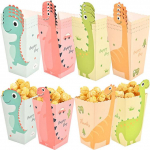 12 tk dinosauruste popkornikarp, mis on m&otilde;eldud lastele s&uuml;nnip&auml;evaks k&uuml;psisekarbil Jungle Party Baby Shower soosib popkornikarpi pakkimis&uuml;rituse peoks 9.5x9.5x11cm