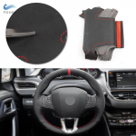 Car Accessories Steering Wheel Cover Perforated Leather Trim For Peugeot 208 2008 2014 2015 2016 2017 2018 red line red