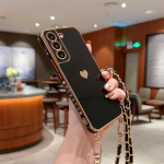 Samsung S24 S23 S22 Ultra A55 A35 S21 FE A15 A25 A54 5G jaoks Ristkeha Kaelakee Rihm Pael Plakeeritud S&uuml;damega P&otilde;rutuskindel Kate Samsung A14 5G