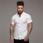 Meeste moodne kleidis&auml;rk Suvine klassikaline Slim Fit Button L&uuml;hikeste varrukatega s&auml;rgid Meestele Casual Business Meeste Hipsteri sotsiaalne s&auml;rk M