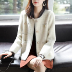 Elegantne kunst naaritsast ka&scaron;miirist kampsun kardigan naiste vintage luksusliku disainiga ruuduline silmkoeline mantel Korea stiilis pehme V-kaelusega trikotaaž top S