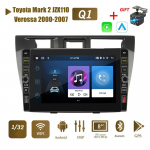 8-tolline 2 Din Androidi autoraadio multimeediumivideopleier Toyota Mark 2 JZX110 Verossa 2000-2007 jaoks koos nupunupuga Carplay WiFi 2+32GB 1+32GB