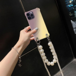Pearl k&auml;ev&otilde;ru &uuml;mbris iPhone 15 Pro Max Crossbody kaelapaela &uuml;mbristele iphone 15 14 13 12 11 Plus PRO MAX XS l&auml;bipaistev gradient silikoonist tagakaas For IPhone 15
