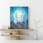 5D DIY Teemantmaaling Sinine Kuu ristpiste komplekt Mosaiik Teemanttikandid Roos T&auml;is&uuml;mmargune/ruudukujuline puur Kodukaunistus Round 30x40cm