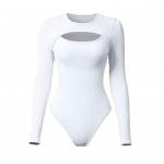 Naiste Body Sexy Hollow Slim Fit, pikkade varrukatega &uuml;mmargune krae, &uuml;hev&auml;rviline veniv hingav pehme s&uuml;gisene naiste trikoo top naister&otilde;ivad L must