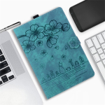 Aknalaud kassi- ja kirsi&otilde;iemustriga Reljeeftr&uuml;kk Protsess Disain Nahast tahvelarvuti&uuml;mbris iPadi/Samsung Tab/Amazon/Lenovo/Xiaomi jaoks Samsung Galaxy Tab A9