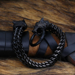 1 tk moodne roostevabast terasest must kuldne k&auml;ev&otilde;ru Vintage Viking Wolfi pea k&auml;ev&otilde;ru meeste parim kingituse k&auml;ev&otilde;ru 19cm must