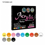 12 v&auml;rvi akr&uuml;&uuml;lmarkerpliiats akr&uuml;&uuml;lv&auml;rvi pintsliga markerpliiatsid j&otilde;ulukunsti kivimaalimiseks, kaardivalmistamiseks, kivideks, mina 12colors
