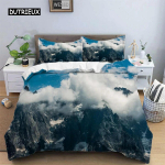Snow Mountain tekikott Pol&uuml;ester 3D maastikuga voodipesukomplekt teismelistele t&auml;iskasvanutele suusan&otilde;lvade talveteemaline kolmeosaline komplekt. 150x200cm 3pcs