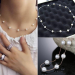 Naiste magus romantiline Faux Pearl Choker ripatskett l&uuml;hike kaelakee ehted