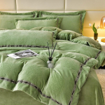 Talvine nikerdatud &uuml;hev&auml;rviline piim samet neljaosaline voodilina tekikate voodi korall samet tekikate paksendatud soe flanell 1.5m bed sheet 4pcs