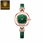 Moekuulsa br&auml;ndi naiste k&auml;ekell Roheline sihverplaadiga nahast veekindel k&auml;ev&otilde;ru Rolling Diamond banketi naiste kvartsist k&auml;ekell kuld