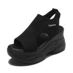 Naiste sandaalid kiilukontsaga elastne riidest kattejalg Naiste sandaalid paksu tallaga mood trifle Elevation naiste vabaajajalatsid 35 must