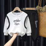 Kevadine s&uuml;gistrend Korea poiste vabaaja &uuml;likond Beebipoistele Ilus dressipluus Kaheosaline avar sportlik poisi l&auml;&auml;ne stiilis riided 100cm hall