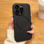 Luksuslik klaasist l&auml;&auml;tsekaitse pehme silikoon&uuml;mbris iPhone 15 14 11 13 12 Pro Max Plus Magsafe magnetiline juhtmevaba laadimiskate For iPhone 15 Pro Max must