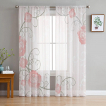 Elegantne taimne aknakardin magamistoa jaoks L&auml;bipaistev kardin elutuppa Luksuslik t&uuml;llkardin k&ouml;&ouml;gile 135W x 114H(cm)