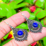 Natural Lapis Lazuli Gemstone 925 Sterling Silver Gift Earring 2.13 l0e03