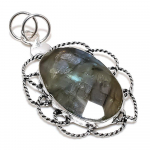 Natural Labradorite Gemstone Handmade 925 Sterling Silver Pendant 2.48 u2t93