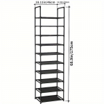 10-korruseline mittekootud uksega kodu lihtne jalatsiriiuli kokkupanek Kingariiul Kaasaegne lihtne tolmuriiul. must