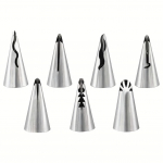 7 tk roostevabast terasest plisseeritud seelikutoru otsikukomplekt saiakeste ja kookide kaunistamiseks &ndash; kergesti vabastatava disainiga k&uuml;psetustarbed 7pcs/set