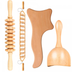 Nature Wooden Therapy Massager Set Valu leevendav Tselluliidivastane Keha Salendav Lift Gua Sha L&otilde;&otilde;gastav Massaaž &Otilde;li Hooldus T&ouml;&ouml;riistade komplektid Combo Set A- 4PCS