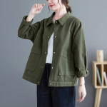 &Uuml;hev&auml;rvilised t&ouml;&ouml;riided L&uuml;hike jope Kevadine ja s&uuml;gisene naiste s&auml;rgi jope, Lihtne suures suuruses vabaaja rev&auml;&auml;riga topid M armee roheline v&auml;rv