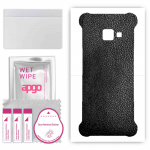 apgo Protective Skin Sticker for the back compatible with Samsung Galaxy Xcover 4, Wrap Film, Foil, Vinyl - Pattern Black Leather