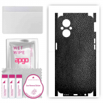 apgo Protective Skin Sticker for the back+sides compatible with Oppo F21 Pro 5G, Full Wrap Film, Foil, Vinyl - Pattern Black Leather