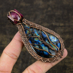 Labradorite Gemstone Handmade Copper Wire Wrap Gift Jewelry Pendant 3.74 f0m95