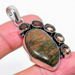 Natural Unakite, Topaz Gemstone 925 Sterling Silver Gift Pendant 2.05 u3n46